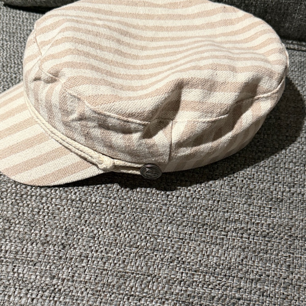 Striped Beige & Cream Newsboy  Oxford Cap by Anthropologie